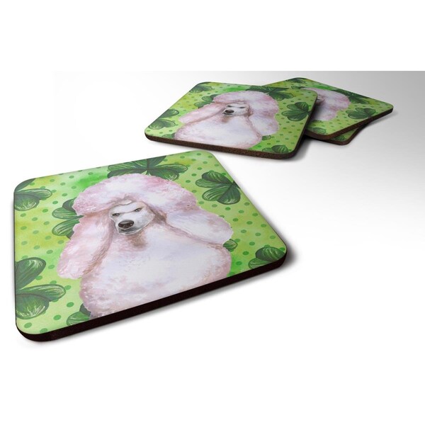 Carolines Treasures White Standard Poodle St.Patricks Foam Coaster, 3.5 x 3.5 in., 4PK - BB9891FC