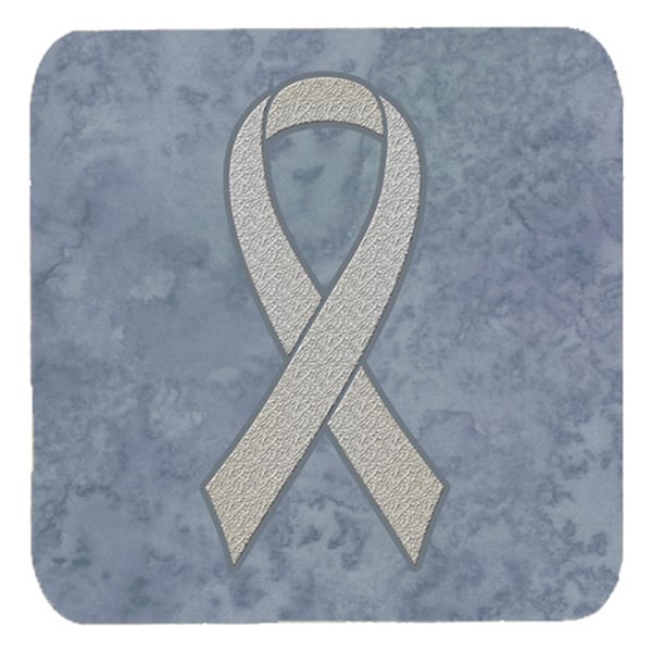 Carolines Treasures 3.5 x 3.5 In. Clear Ribbon for Lung Cancer Awareness Foam Coasters, 4PK - AN1210FC