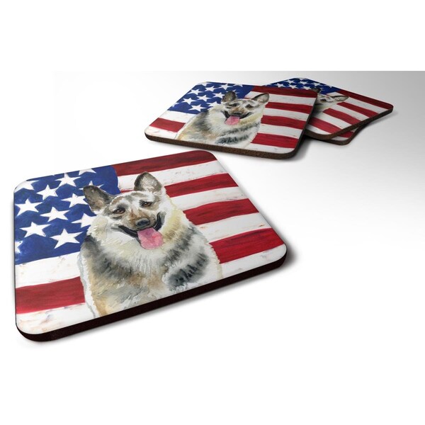 Carolines Treasures East-European Shepherd Patriotic Foam Coaster, 3.5 x 3.5 in., 4PK - BB9649FC