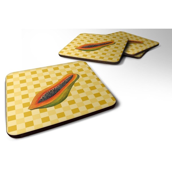 Carolines Treasures Sliced Papaya on Basketweave Foam Coasters - Set of 4 - BB7242FC