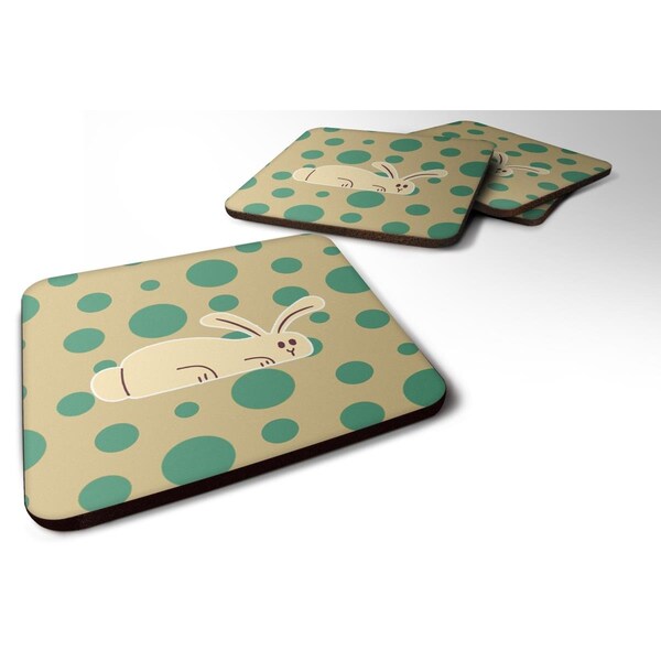 Carolines Treasures Rabbit on Polkadots Foam Coasters - Set of 4 - BB7083FC