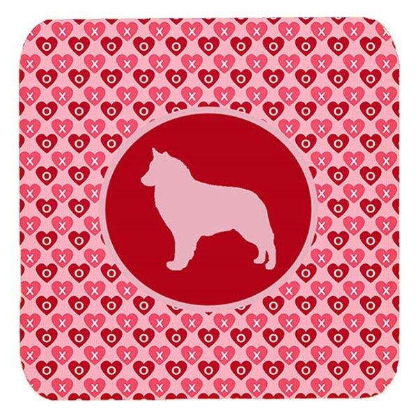Carolines Treasures Belgian Sheepdog Valentine Hearts Foam Coasters, 3.5 x 3.5 in., 4PK - SDK1115-A-FC