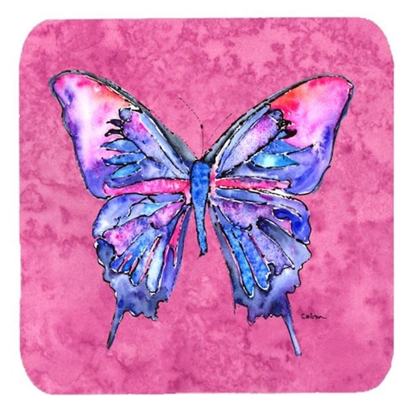 Carolines Treasures Carolines Treasures 8859FC Butterfly On Pink Foam Coasters; Set Of 4 - 8859FC