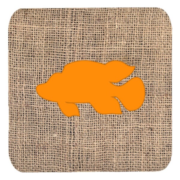 Carolines Treasures Fish - Tropical Fish Burlap And Orange Foam Coasters, 3.5 x 3.5 in., 4PK - BB1013-BL-OR-FC