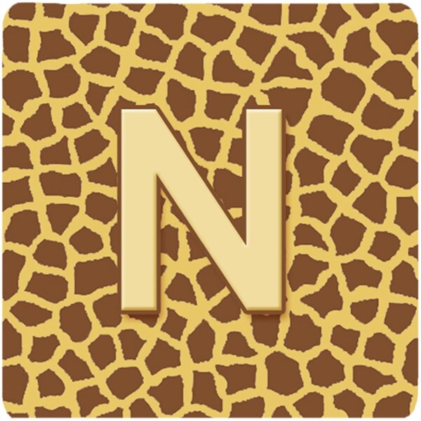 Carolines Treasures Monogram - Giraffe Foam Coasters- Initial Letter N, 3.5 x 3.5 in., 4PK - CJ1025-NFC