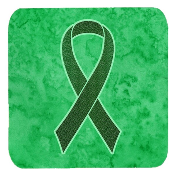 Carolines Treasures 3.5 x 3.5 In. Emerald Green Ribbon for Liver Cancer Awareness Foam Coasters, 4PK - AN1221FC