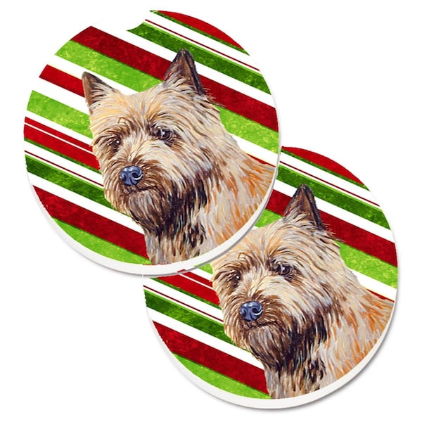 Carolines Treasures Cairn Terrier Candy Cane Holiday Christmas Cup Holder Car Coaster, 2PK - LH9230CARC