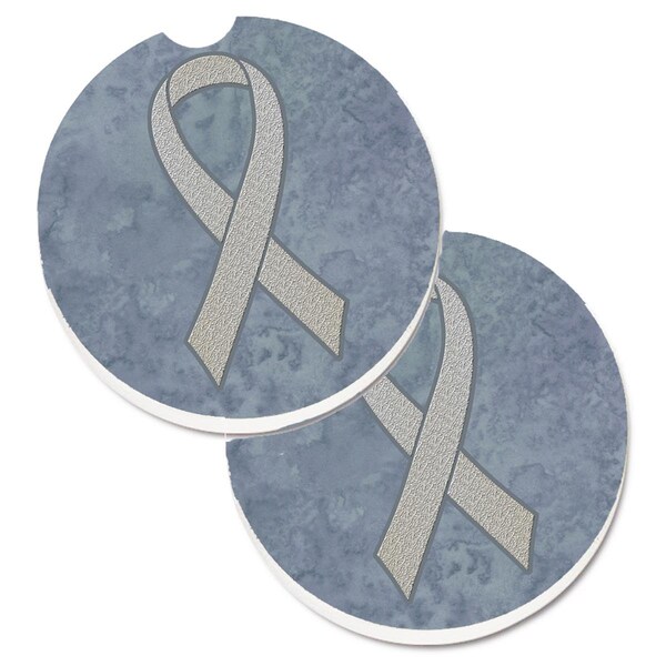 Carolines Treasures Clear Ribbon for Lung Cancer Awareness Cup Holder Car Coaster, 2PK - AN1210CARC