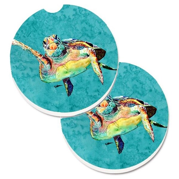 Carolines Treasures Carolines Treasures 8672CARC Turtle Set of 2 Cup Holder Car Coaster - 8672CARC