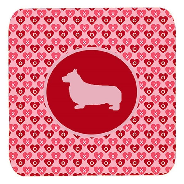 Carolines Treasures Corgi Pembroke Valentine Hearts Foam Coasters, 3.5 x 3.5 in., 4PK - SDK1131-A-FC