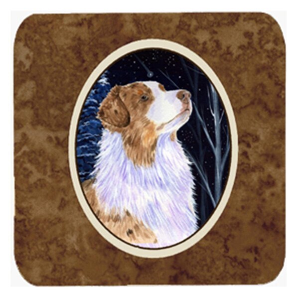 Carolines Treasures Starry Night Australian Shepherd Foam Coasters- 3.5 x 3.5 In., 4PK - SS8375FC
