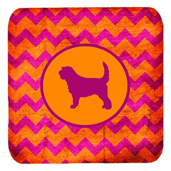 Carolines Treasures Otterhound Chevron Pink And Orange Foam Coasters- Set of 4 - SDK1143-B-FC