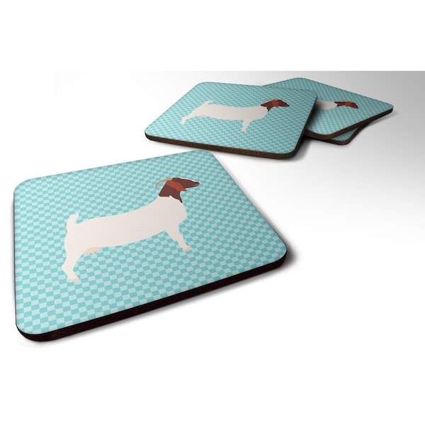 Carolines Treasures Boer Goat Blue Check Foam Coaster, Set of 4 - BB8060FC