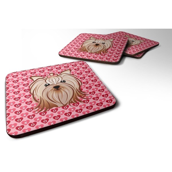 Carolines Treasures Yorkie Yorkishire Terrier Hearts Foam Coasters - Set of 4 - BB5274FC