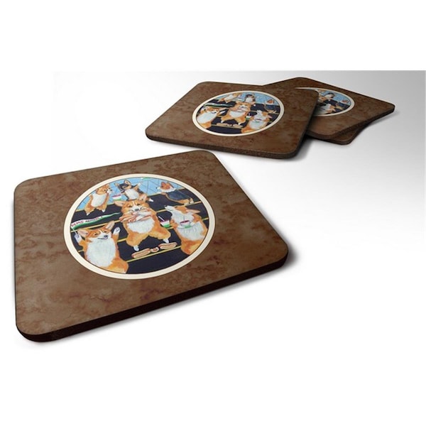Carolines Treasures Go Team Corgi Pembroke Foam Coaster, Set of 4 - 7286FC