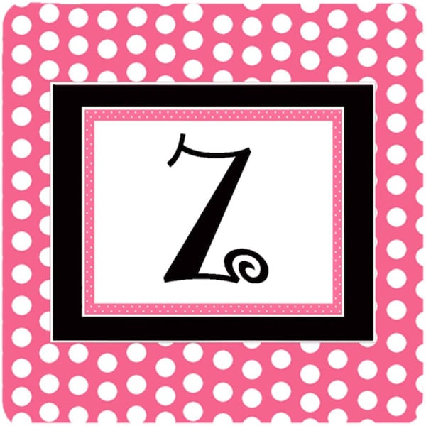 Carolines Treasures Monogram - Pink Black Polka Dots Foam Coasters Initial Letter Z, 4PK - CJ1001-ZFC