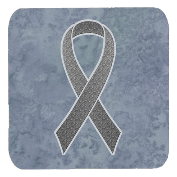 Carolines Treasures 3.5 x 3.5 In. Grey Ribbon for Brain Cancer Awareness Foam Coasters, 4PK - AN1211FC