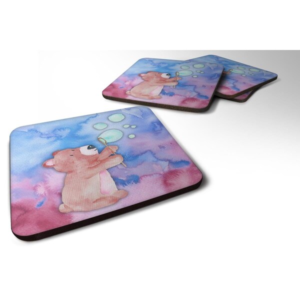 Carolines Treasures Bear & Bubbles Watercolor Foam Coasters - Set of 4 - BB7347FC