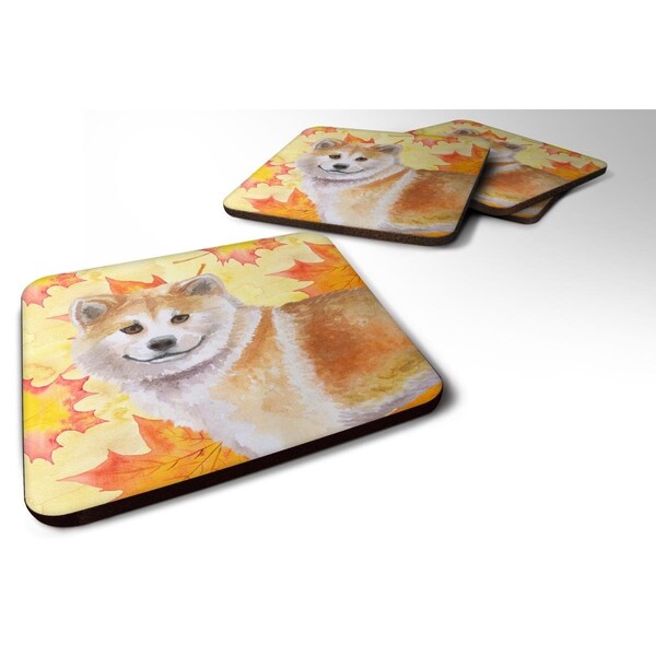 Carolines Treasures Shiba Inu Fall Foam Coaster, 3.5 x 3.5 in. - Set of 4 - BB9939FC
