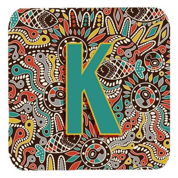 Carolines Treasures Letter K Retro Tribal Alphabet Initial Foam Coasters- Set of 4 - CJ2013-KFC