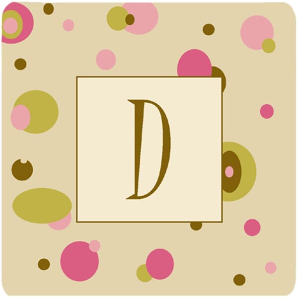 Carolines Treasures Monogram - Tan Dots Foam Coasters- Initial Letter D- 3.5 x 3.5 In., 4PK - CJ1004-DFC