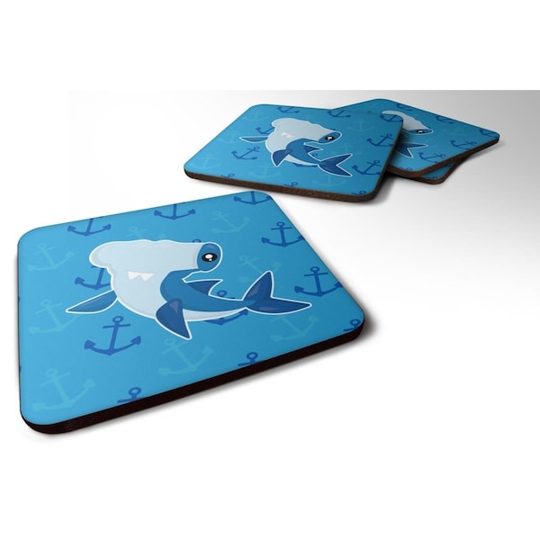 Carolines Treasures Hammerhead Shark on Anchors Foam Coasters - Set of 4 - BB6941FC