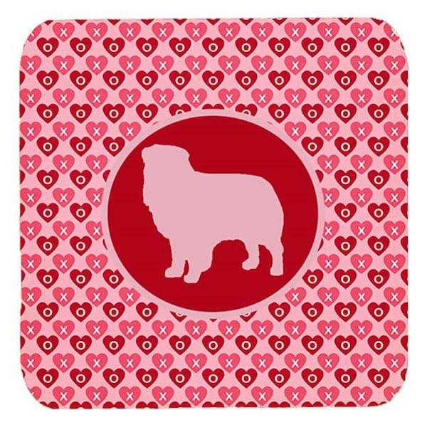 Carolines Treasures Australian Shepherd Valentine Hearts Foam Coasters, 3.5 x 3.5 in., 4PK - SDK1111-A-FC