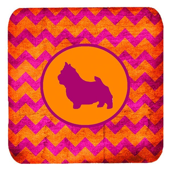 Carolines Treasures Norwich Terrier Chevron Pink And Orange Foam Coasters- Set of 4 - SDK1048-B-FC