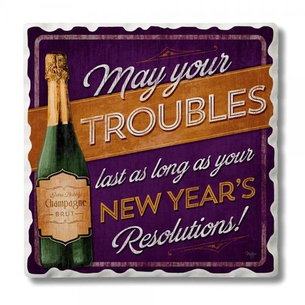 Counterart Counter Art  New Years Resolution Single Tumbled Tile Coaster - CART0201370