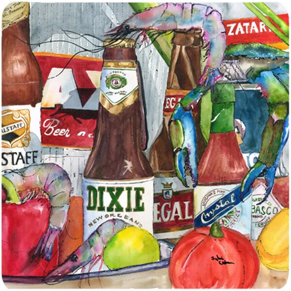 Carolines Treasures 3.5 x 3.5 in. New Orleans Beers and Spices Foam Coasters- Set of 4 - 1017-2FC