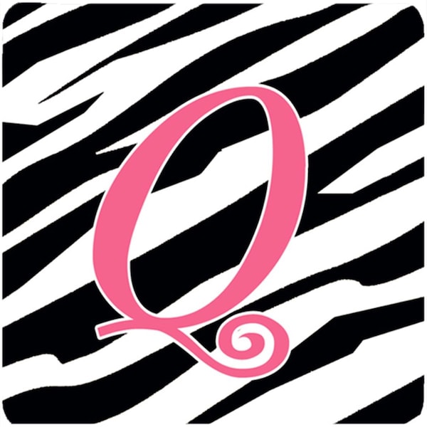Carolines Treasures Monogram - Zebra Stripe And Pink Foam Coasters, Initial Letter Q, 4PK - CJ1037-QFC