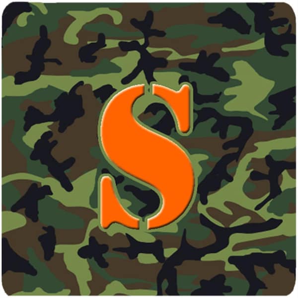 Carolines Treasures Monogram - Camo Green Foam Coasters- Initial Letter S, 3.5 x 3.5 in., 4PK - CJ1030-SFC