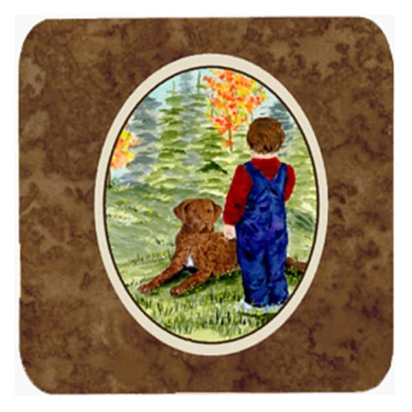 Carolines Treasures Little Boy With His Chesapeake Bay Retriever Foam Coasters- Set of 4 - SS8547FC