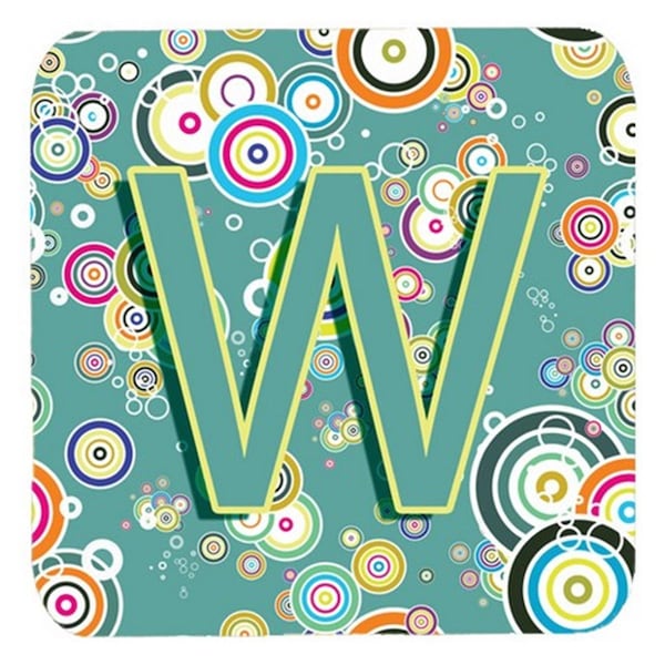 Carolines Treasures Letter W Circle Circle Teal Initial Alphabet Foam Coasters- Set of 4 - CJ2015-WFC