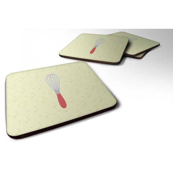Carolines Treasures Wisk on Green Foam Coasters - Set of 4 - BB7302FC