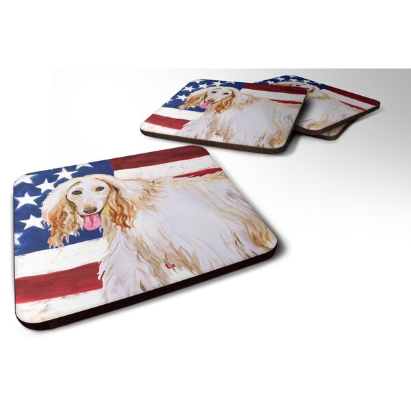 Carolines Treasures Afghan Hound Patriotic Foam Coaster, 3.5 x 3.5 in. - Set of 4 - BB9702FC