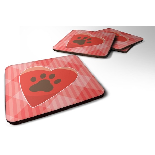 Carolines Treasures Puppy Pawprint Heart Foam Coasters - Set of 4 - BB7073FC