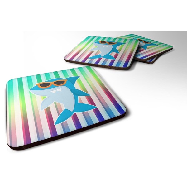 Carolines Treasures Cool Kat Shark Foam Coasters - Set of 4 - BB6944FC