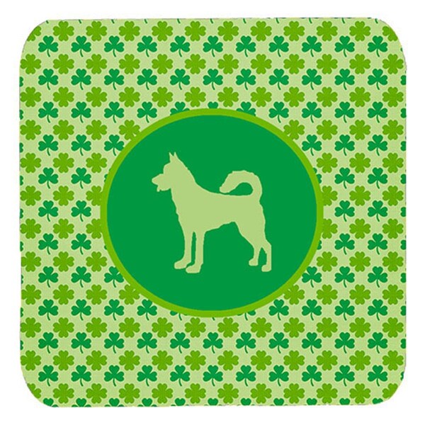 Carolines Treasures Canaan Dog Lucky Shamrock Foam Coasters- Set of 4 - SDK1123-C-FC