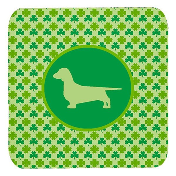 Carolines Treasures Dachshund Lucky Shamrock Foam Coasters- Set of 4 - SDK1024-C-FC
