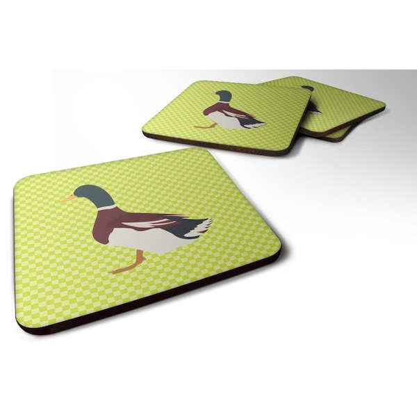 Carolines Treasures Rouen Duck Green Foam Coaster, Set of 4 - BB7682FC