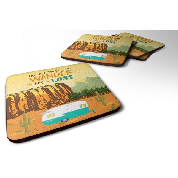 Carolines Treasures Retro Camper Camping Wander Foam Coasters - Set of 4 - VHA3025FC