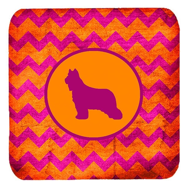 Carolines Treasures Briard Chevron Pink And Orange Foam Coasters- Set of 4 - SDK1121-B-FC