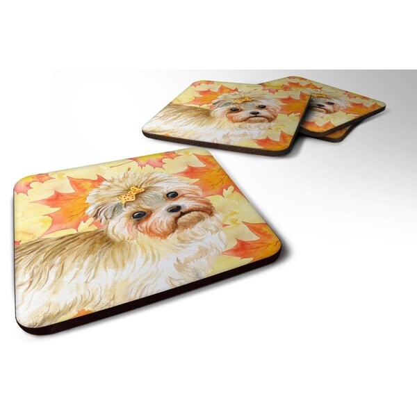Carolines Treasures Morkie Fall Foam Coaster, 3.5 x 3.5 in. - Set of 4 - BB9929FC