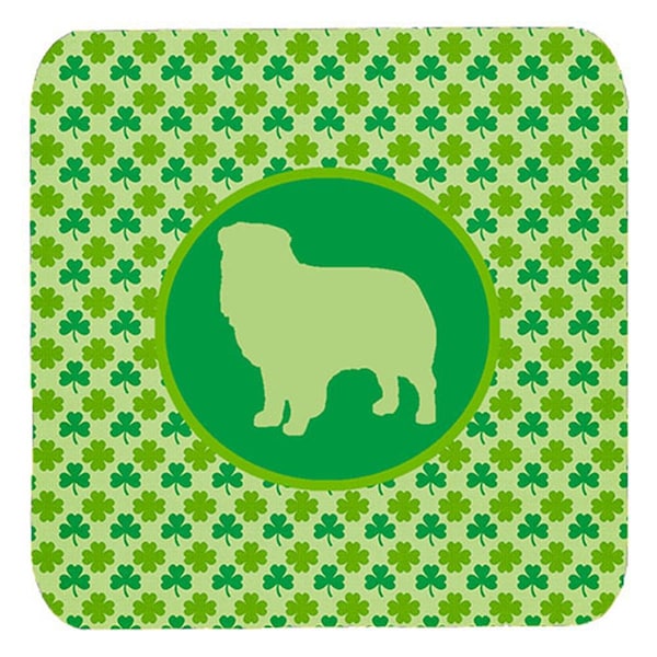 Carolines Treasures Australian Shepherd Lucky Shamrock Foam Coasters- Set of 4 - SDK1111-C-FC