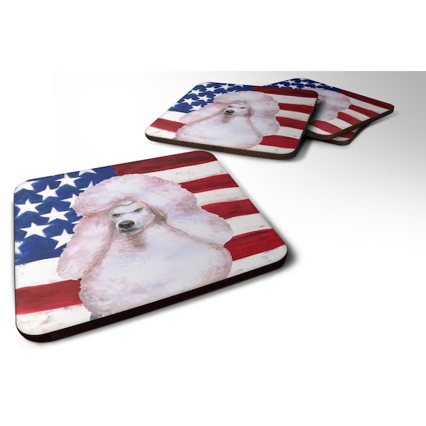 Carolines Treasures White Standard Poodle Patriotic Foam Coaster - Set of 4 - BB9717FC