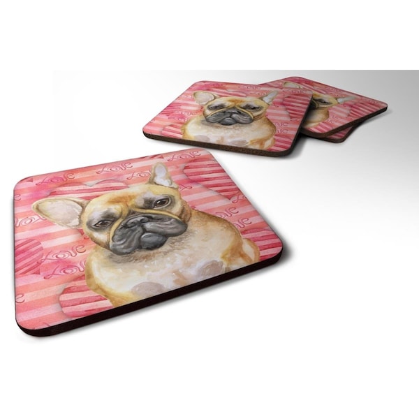 Carolines Treasures French Bulldog Love Foam Coaster - Set of 4 - BB9775FC