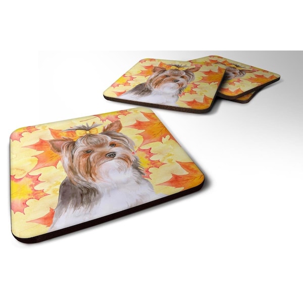 Carolines Treasures Yorkshire Terrier No. 2 Fall Foam Coaster, Set of 4 - BB9984FC