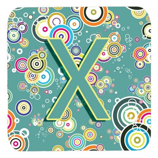 Carolines Treasures Letter x Circle Circle Teal Initial Alphabet Foam Coasters- Set of 4 - CJ2015-XFC
