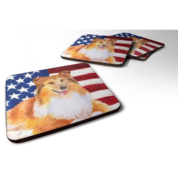 Carolines Treasures Sheltie Patriotic Foam Coaster - Set of 4 - BB9720FC
